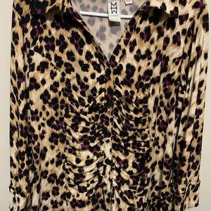 Leopard Print Ruched Women's Top